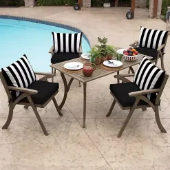 Kirklands Home Cabana Stripe Outdoor Lumbar Pillow Black Best