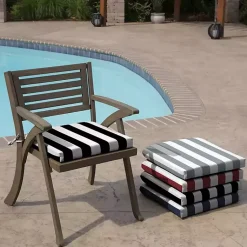 Kirklands Home Cabana Stripe Outdoor Seat Cushion Black Sale