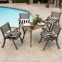 Kirklands Home Cabana Stripe Outdoor Seat Cushion Black Sale