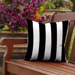 Kirklands Home Cabana Stripe Outdoor Pillow, 16 in. Black Clearance