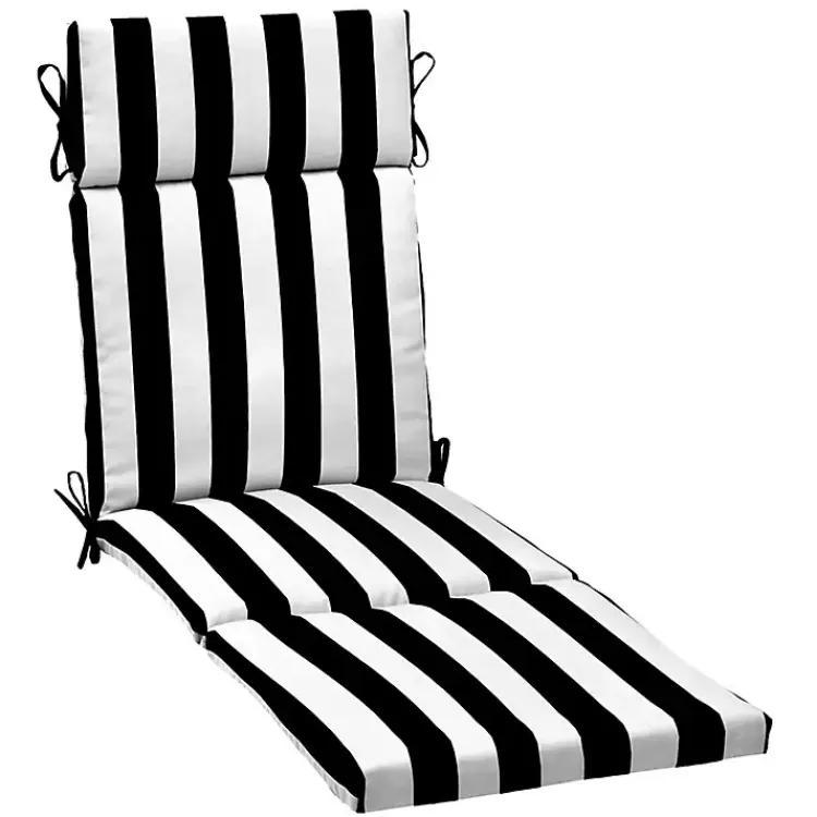 Kirklands Home Cabana Stripe Outdoor Chaise Cushion Black Hot
