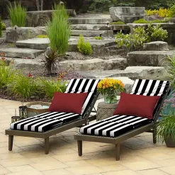 Kirklands Home Cabana Stripe Outdoor Chaise Cushion Black Hot