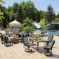 Kirklands Home Cabana Stripe Outdoor Chaise Cushion Black Hot