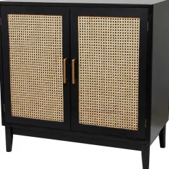 Kirklands Home Black Cane 2-Door Media Cabinet