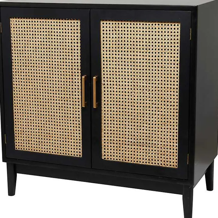Kirklands Home Black Cane 2-Door Media Cabinet