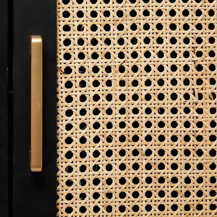 Kirklands Home Black Cane 2-Door Media Cabinet