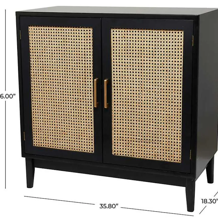 Kirklands Home Black Cane 2-Door Media Cabinet