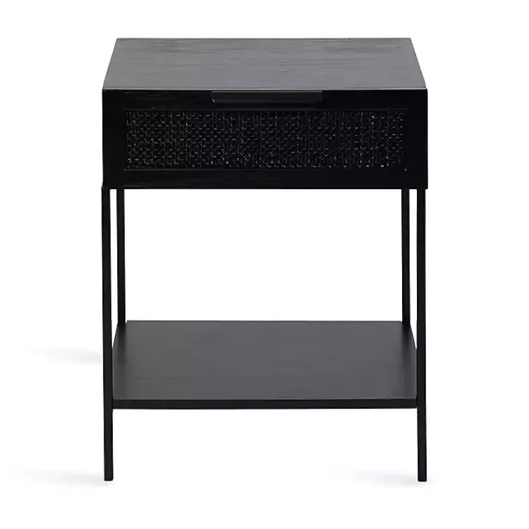 Kirklands Home Cane Drawer Accent Table Black Clearance