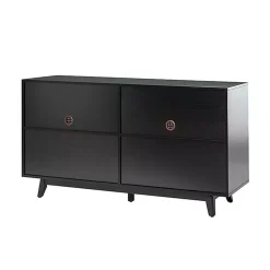 Kirklands Home Cane Wood Storage Media Cabinet Black Outlet