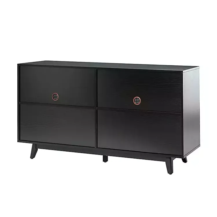 Kirklands Home Cane Wood Storage Media Cabinet Black Outlet