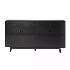 Kirklands Home Cane Wood Storage Media Cabinet Black Outlet