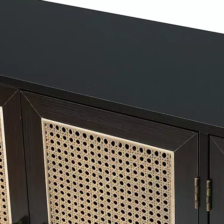 Kirklands Home Cane Wood Storage Media Cabinet Black Outlet