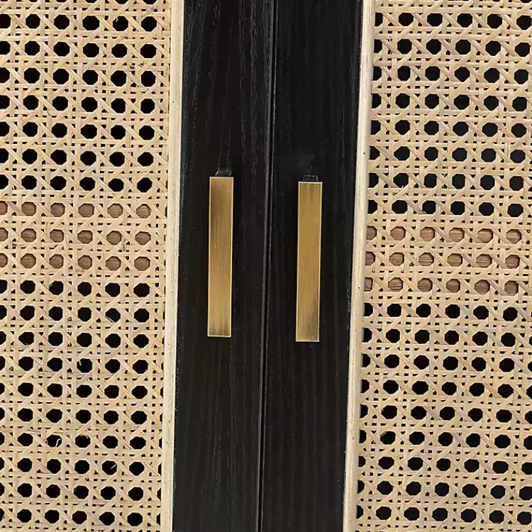 Kirklands Home Cane Wood Storage Media Cabinet Black Outlet