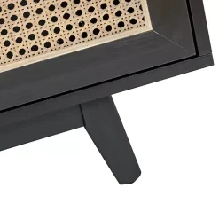 Kirklands Home Cane Wood Storage Media Cabinet Black Outlet