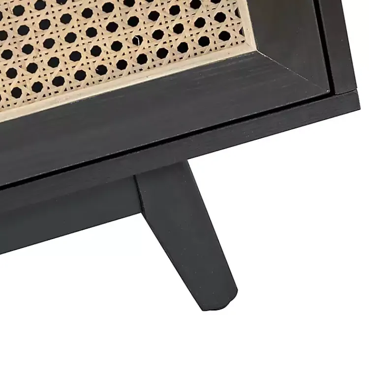 Kirklands Home Cane Wood Storage Media Cabinet Black Outlet
