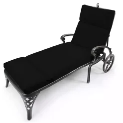 Kirklands Home Canvas French Edge Outdoor Chaise Cushion Black Discount