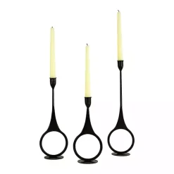 Candle Holders>Kirklands Home Cast Iron Ring 3-pc. Taper Candle Holders Black