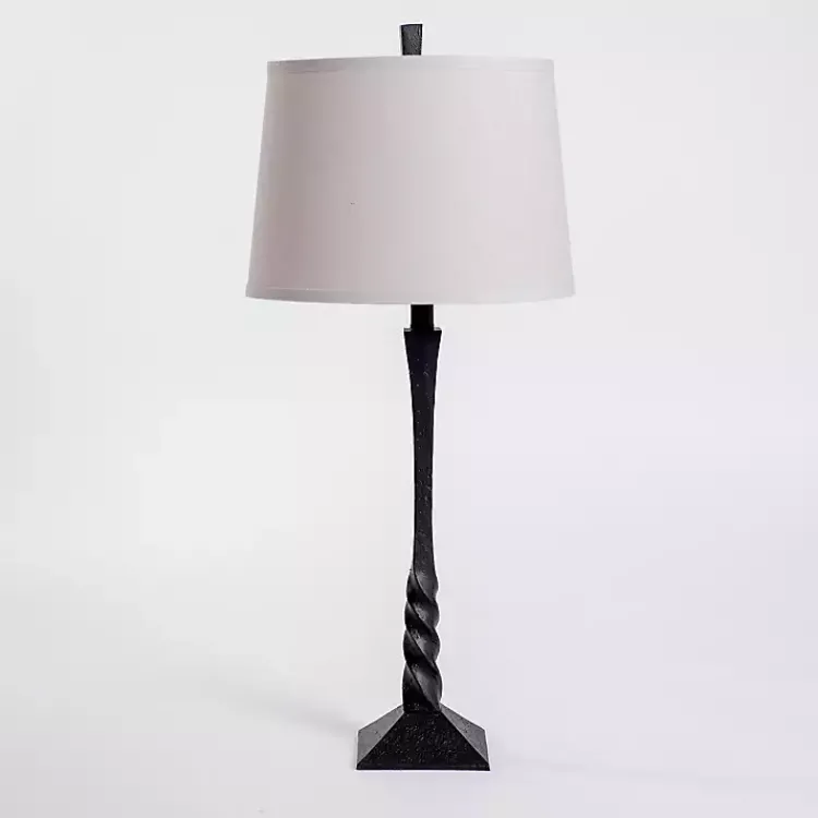 Kirklands Home Black Cast Iron Table Lamp White New