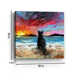 Kirklands Home Black Cat Beach Days Canvas Art Print Multi New