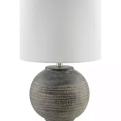 Kirklands Home Black Ceramic Carved Lyon Table Lamp White New