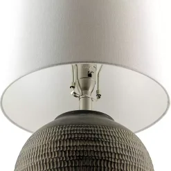 Kirklands Home Black Ceramic Carved Lyon Table Lamp White New