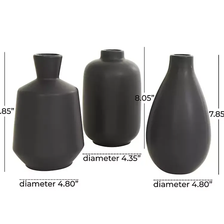 Vases>Kirklands Home Ceramic Contemporary Vases, Set of 3 Black