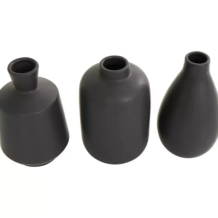 Vases>Kirklands Home Ceramic Contemporary Vases, Set of 3 Black