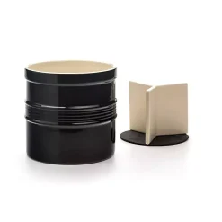 Kirklands Home Ceramic Oversized Crock with Divider Black Clearance