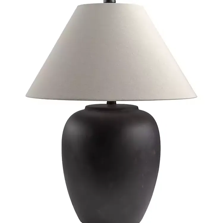 Kirklands Home Black Ceramic Round Table Lamp White Outlet