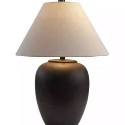 Kirklands Home Black Ceramic Round Table Lamp White Outlet