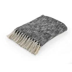 Blankets & Throws>Kirklands Home Black Chambray Fringe Throw