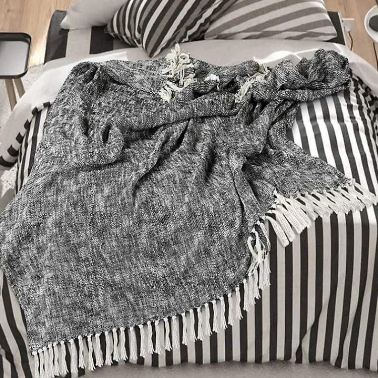 Blankets & Throws>Kirklands Home Black Chambray Fringe Throw
