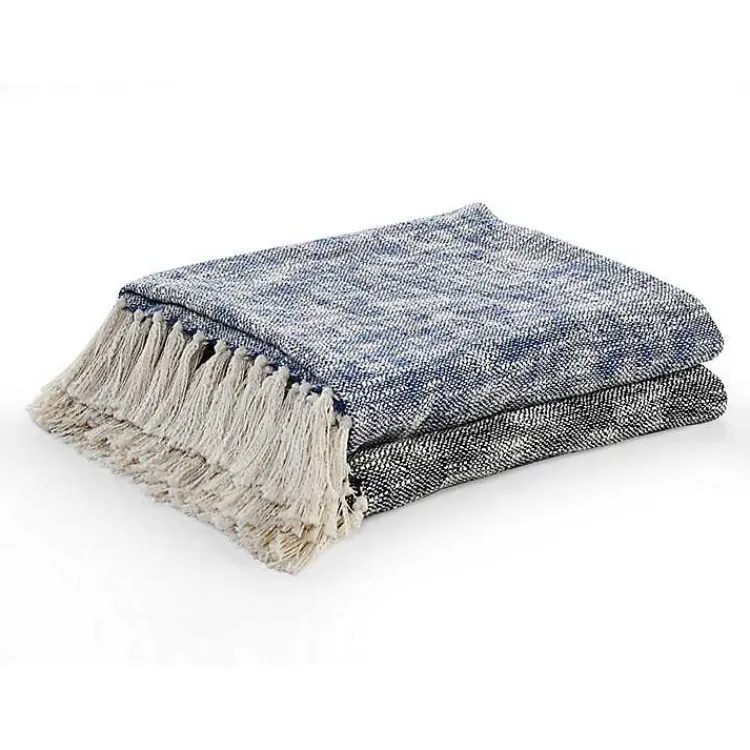 Blankets & Throws>Kirklands Home Black Chambray Fringe Throw