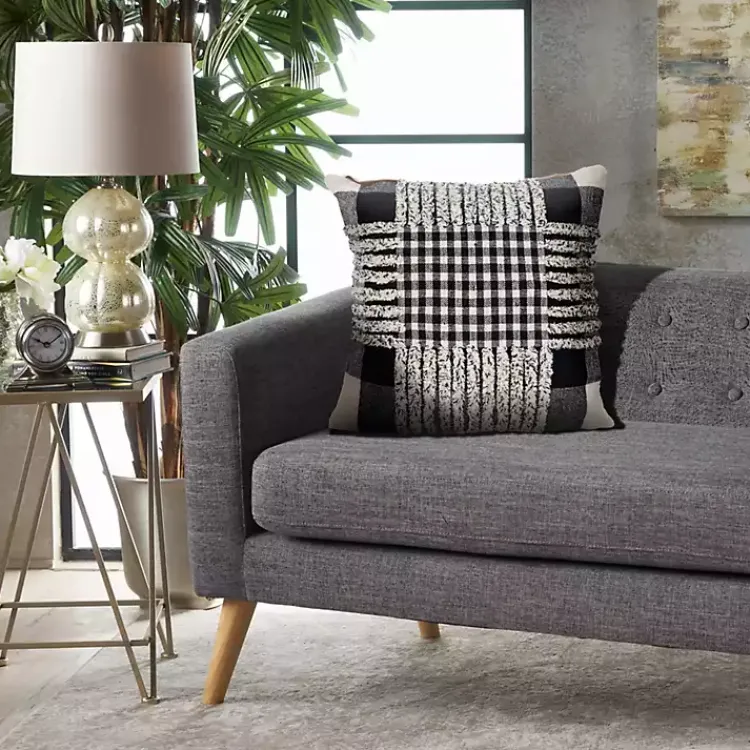 Pillows>Kirklands Home Black Check Textured Pillow