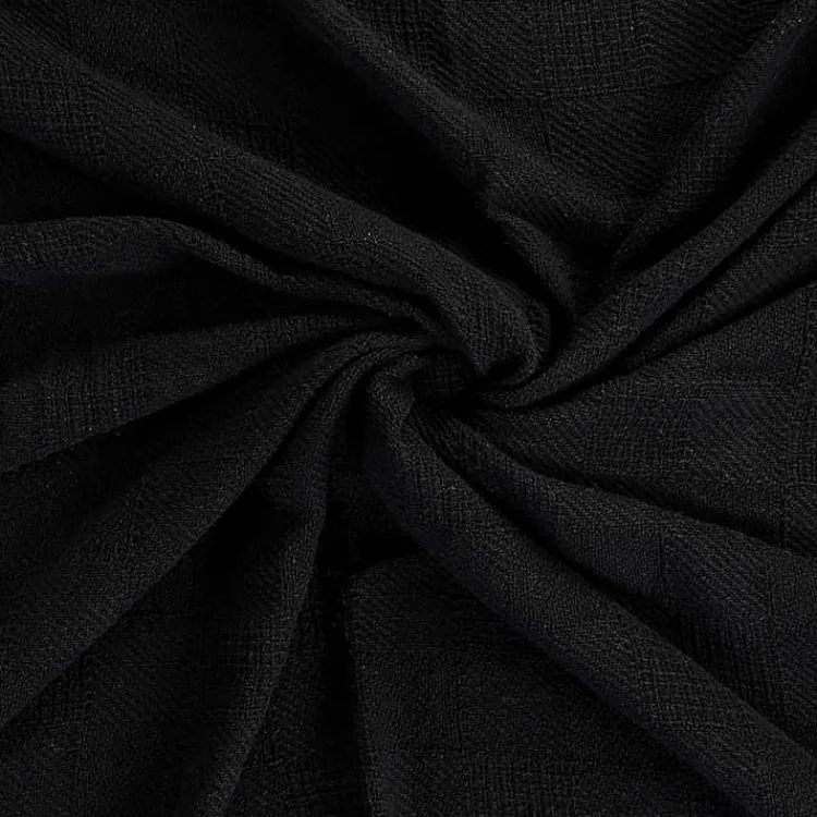 Blankets & Throws>Kirklands Home Checkered Weave Fringe Throw Black