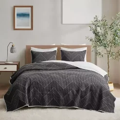 Kirklands Home Chevron Full/Queen 3-pc. Coverlet Set Black New