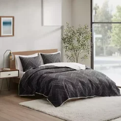 Kirklands Home Chevron Full/Queen 3-pc. Coverlet Set Black New