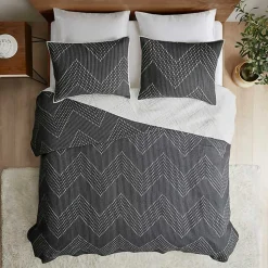 Kirklands Home Chevron Full/Queen 3-pc. Coverlet Set Black New