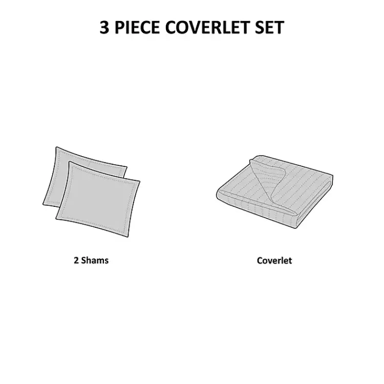 Kirklands Home Chevron Full/Queen 3-pc. Coverlet Set Black New