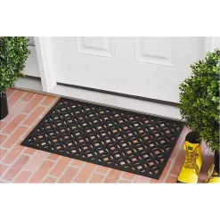 Kirklands Home Circles Rubber Doormat Black Clearance