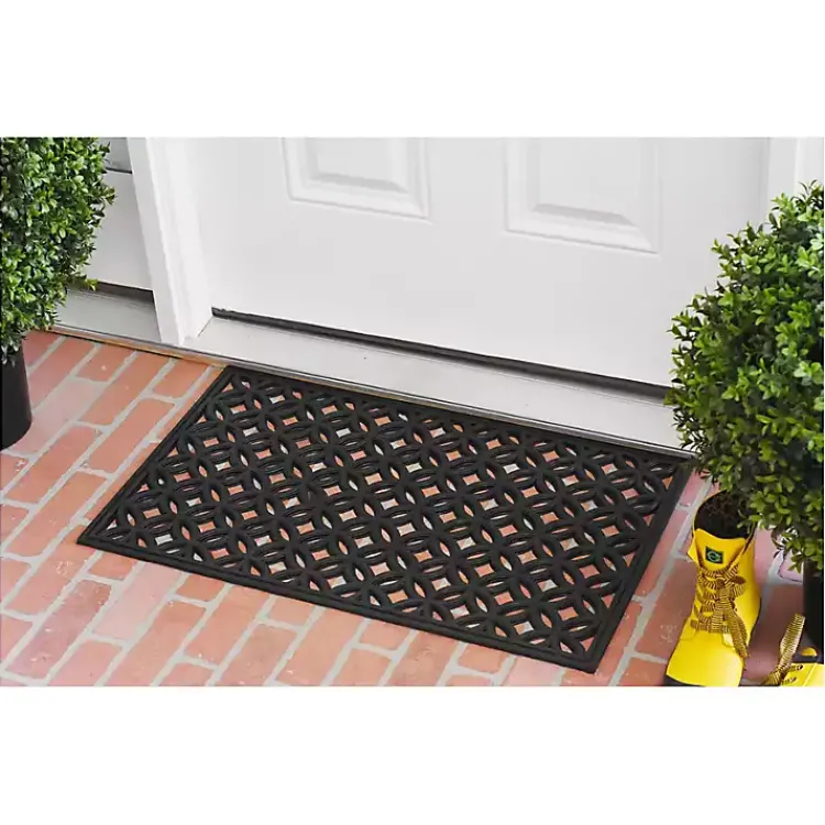 Kirklands Home Circles Rubber Doormat Black Clearance