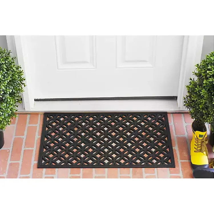 Kirklands Home Circles Rubber Doormat Black Clearance