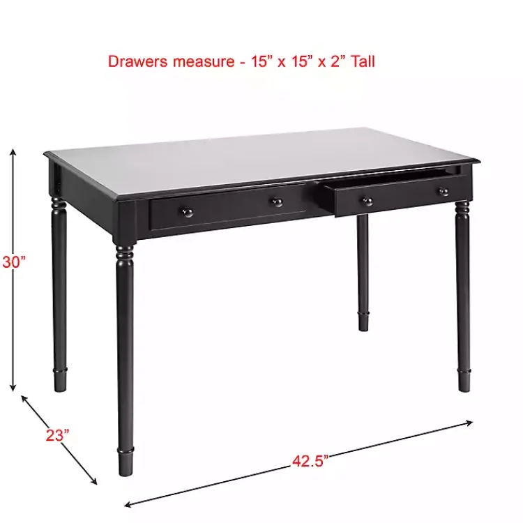 Kirklands Home Classic 2-Drawer Wood Desk Black New