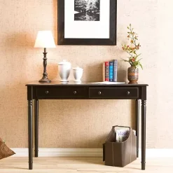 Kirklands Home Classic 2-Drawer Wood Desk Black New