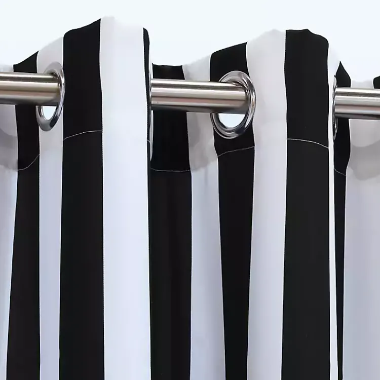 Kirklands Home Black Coastal Stripe Outdoor Curtain Panel, 96 in. Discount