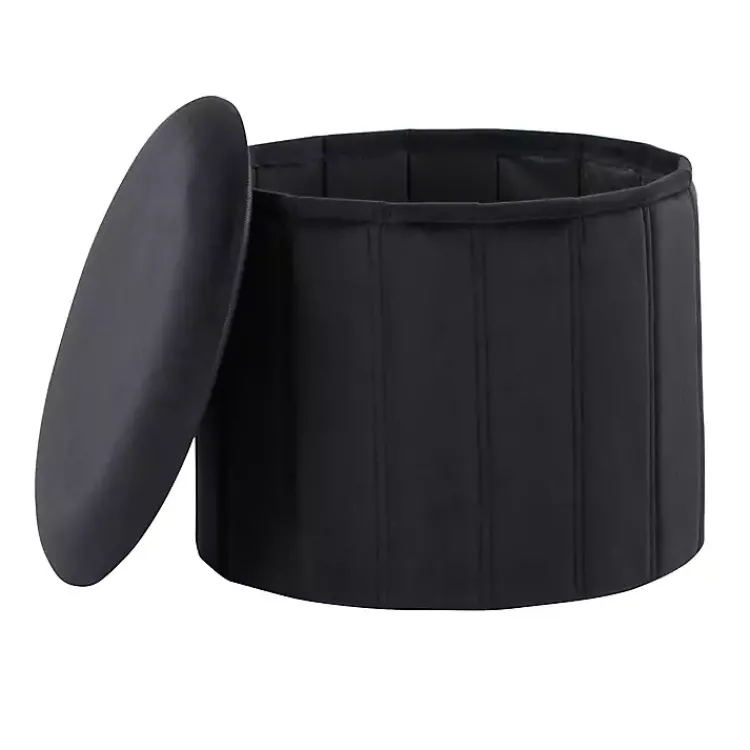 Kirklands Home Collapsible Storage Ottoman Black Best