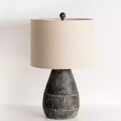 Kirklands Home Black Concrete Porter Table Lamp Ivory Outlet