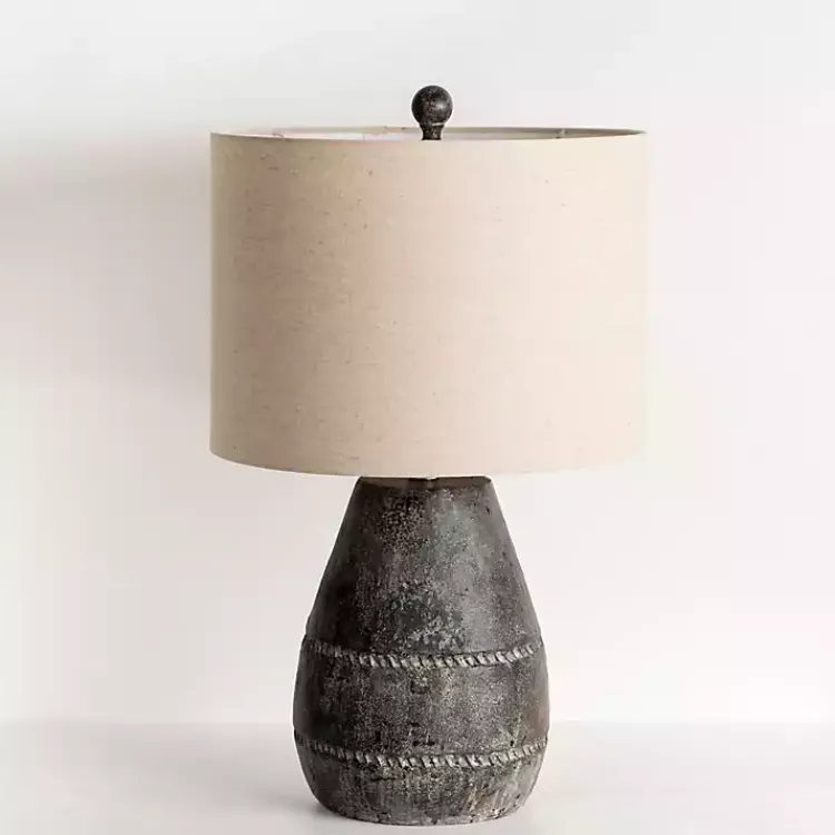 Kirklands Home Black Concrete Porter Table Lamp Ivory Outlet