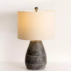 Kirklands Home Black Concrete Porter Table Lamp Ivory Outlet