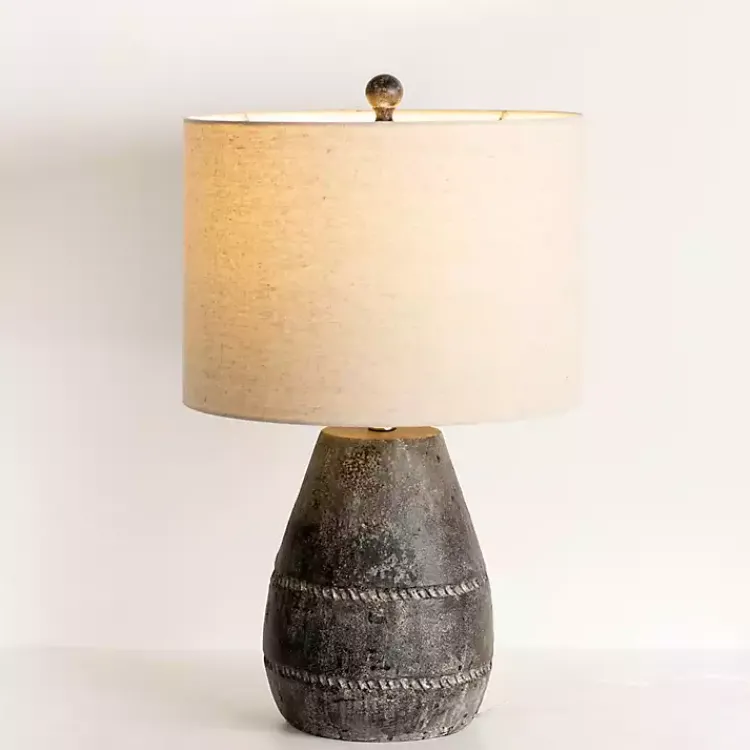 Kirklands Home Black Concrete Porter Table Lamp Ivory Outlet